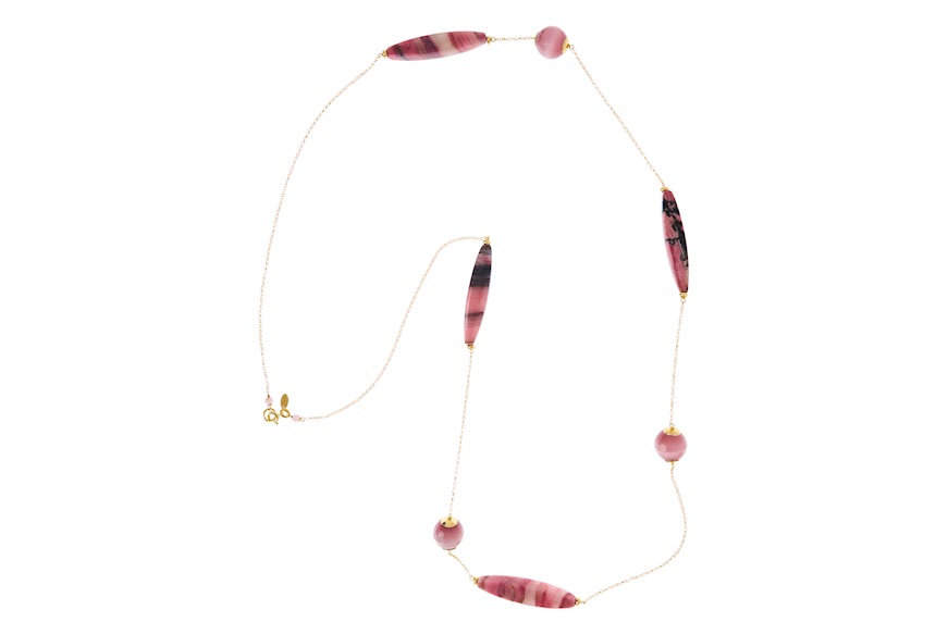 Necklace silver gold with pink cat's eye Selezione Zanolli