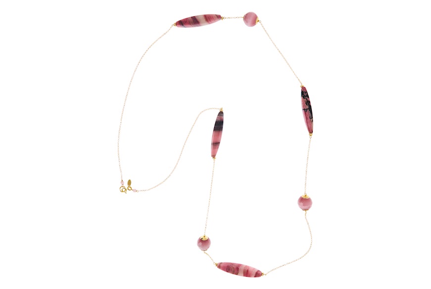 Collana argento dorato con occhio di gatto rosa Selezione Zanolli