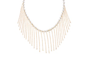 Necklace silver gilded with shell pearls and fringes Selezione Zanolli