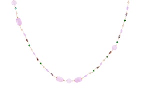 Collana argento dorato con selenite lilla e cristalli