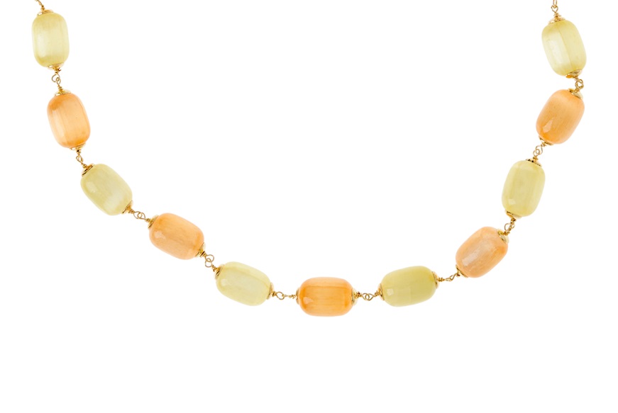 Collana argento dorato con selenite gialla e arancio Selezione Zanolli