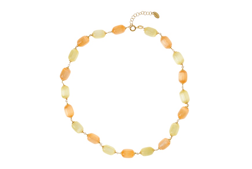Collana argento dorato con selenite gialla e arancio Selezione Zanolli