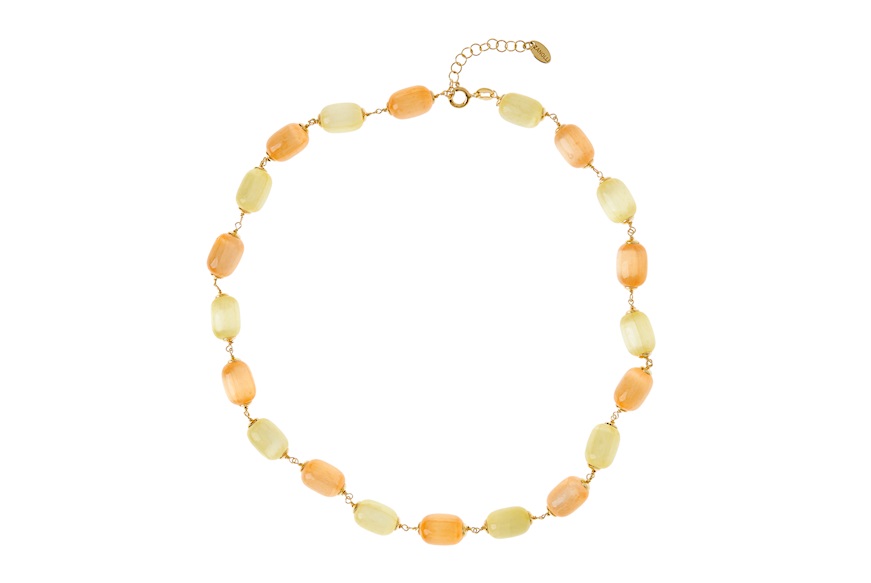 Collana argento dorato con selenite gialla e arancio Selezione Zanolli