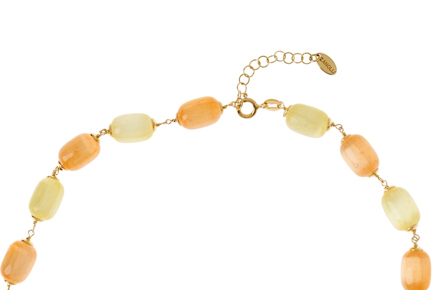 Collana argento dorato con selenite gialla e arancio Selezione Zanolli