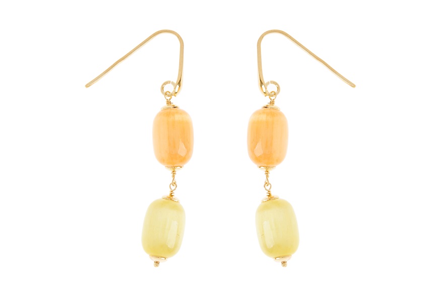 Orecchini argento dorato con selenite gialla e arancio Selezione Zanolli