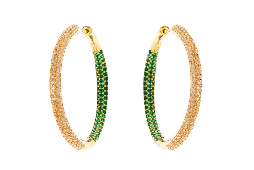 Earrings silver gilt champagne and green Selezione Zanolli