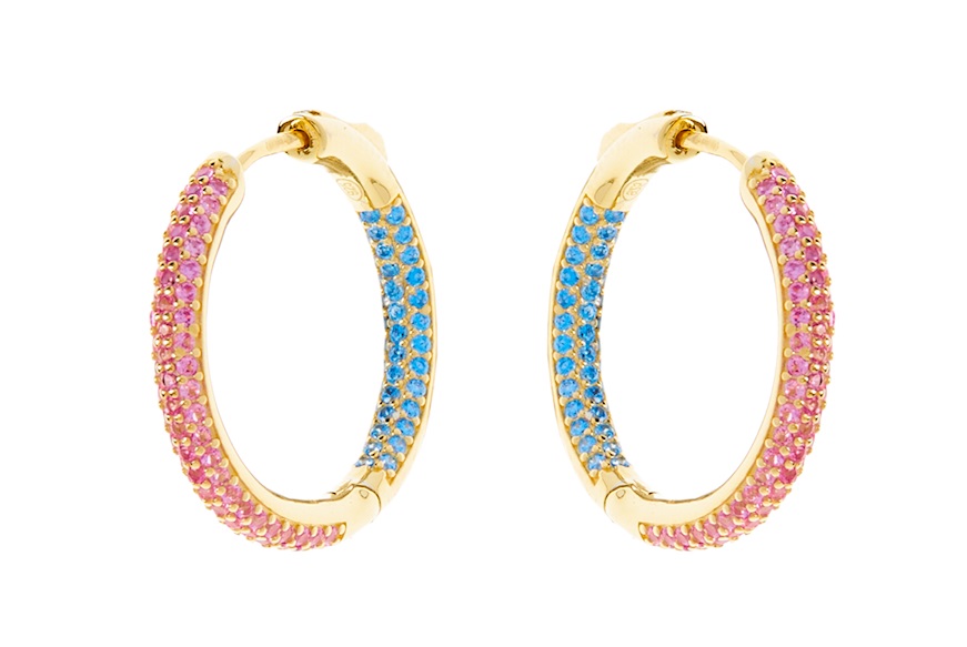 Earrings silver gilt ruby and aquamarine Selezione Zanolli