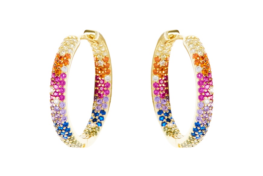Orecchini a cerchio argento dorato multicolore Selezione Zanolli