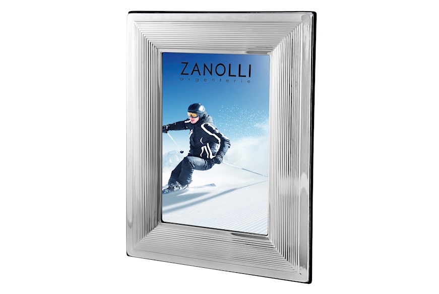 Picture frame silver with wide striped band Selezione Zanolli