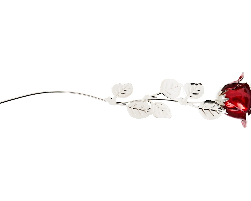 Bomboniera Rosa bordeaux silver plated Selezione Zanolli