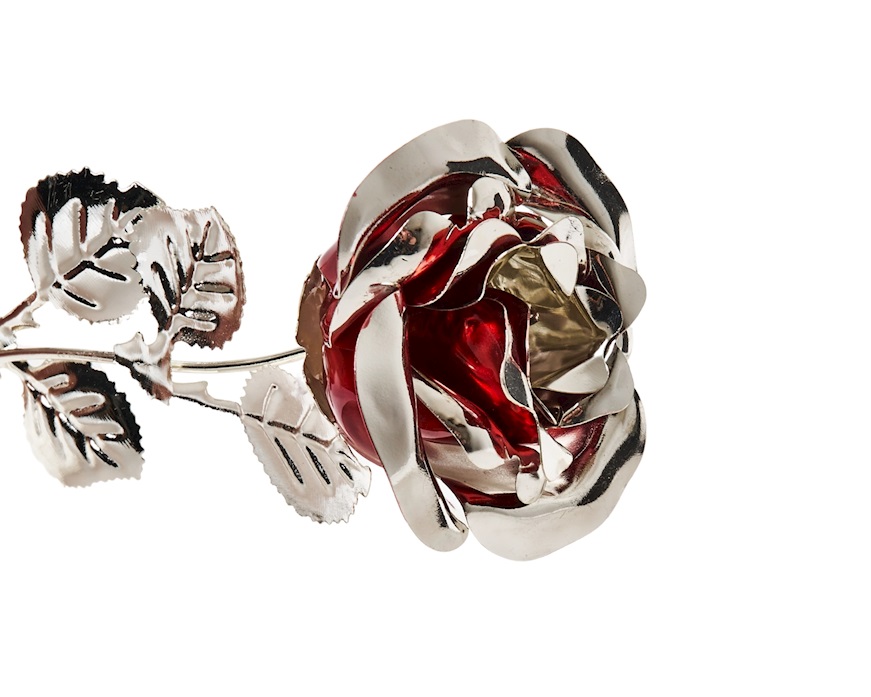 Bomboniera Rosa bordeaux silver plated Selezione Zanolli