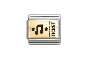 Ticket Concerto Composable acciaio oro e smalto Nomination