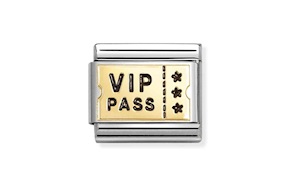 Vip Pass Composable acciaio oro e smalto Nomination