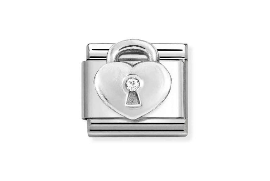 Padlock Heart Composable steel silver and zircons Nomination
