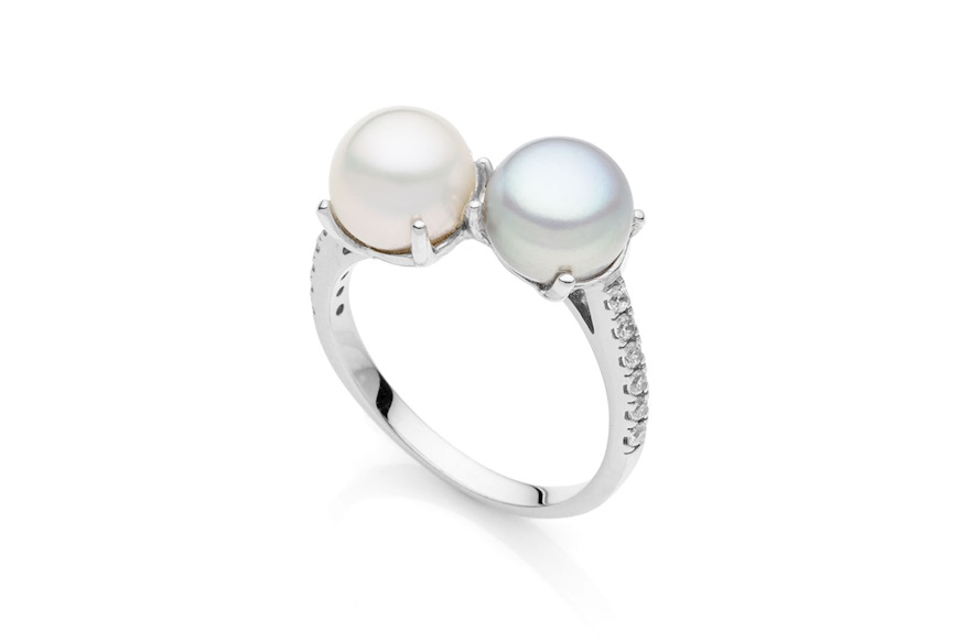 Ring Luxury silver with pearls and zircons Unoaerre