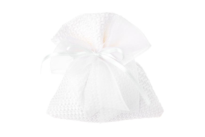 Sacchetto Portaconfetti rombi bianco e fiocco organza bianco Selezione Zanolli