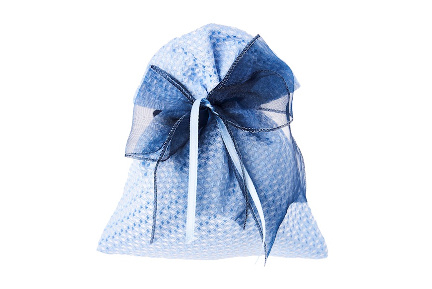 Sacchetto Portaconfetti rombi azzurro e fiocco organza azzurro Selezione Zanolli