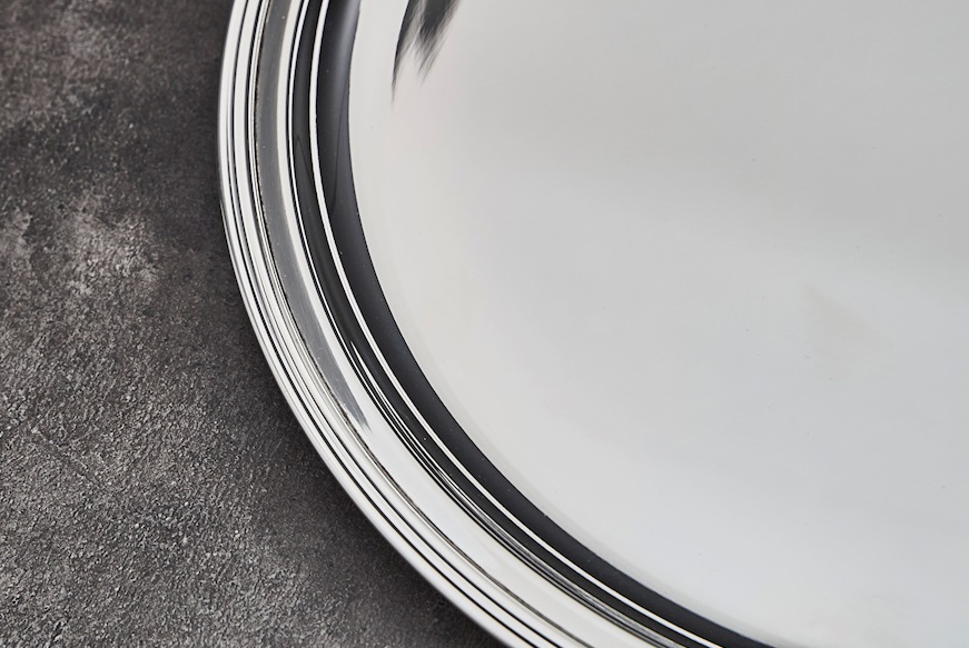 Vassoio rotondo argento 890 grammi in stile Inglese usato ricondizionato Zanolli Vintage
