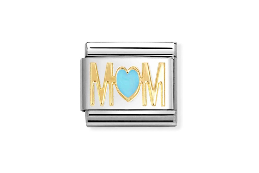 Mom Cuore Azzurro Composable acciaio e oro Nomination