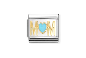 Mom Cuore Azzurro Composable acciaio e oro
