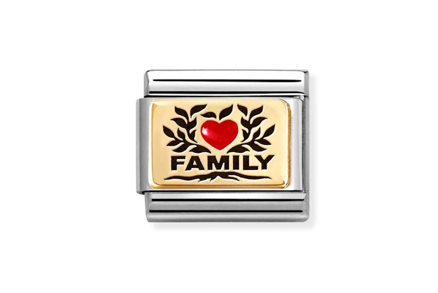 Family Cuore Rosso Composable acciaio oro e smalto Nomination