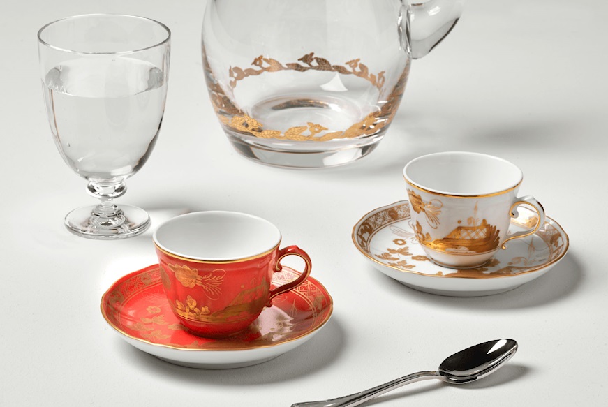 Piatto caffè Oriente Italiano Rubrum porcellana Richard Ginori