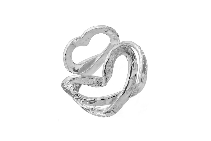 Ring Pulse silver with intertwined hearts Selezione Zanolli