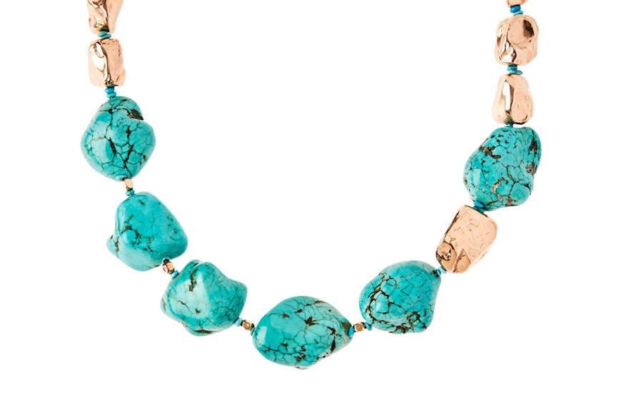 Necklace silver rosé with aulite and turquoise Luisa della Salda