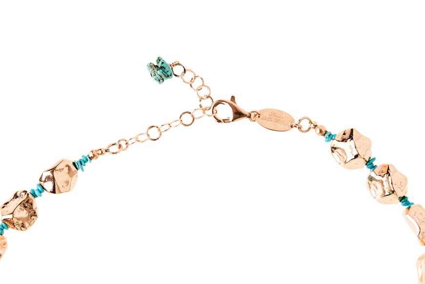 Necklace silver rosé with aulite and turquoise Luisa della Salda
