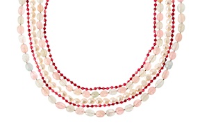 Necklace silver with morganite, pink jade and pearls Luisa della Salda