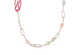 Necklace silver with morganite, pink jade and pearls Luisa della Salda