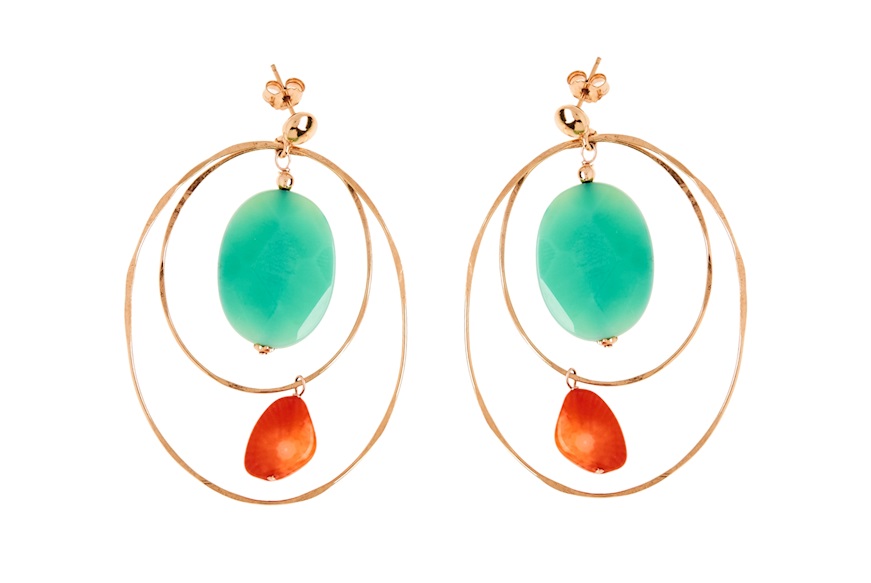 Earrings silver with chrysoprase and coral Luisa della Salda