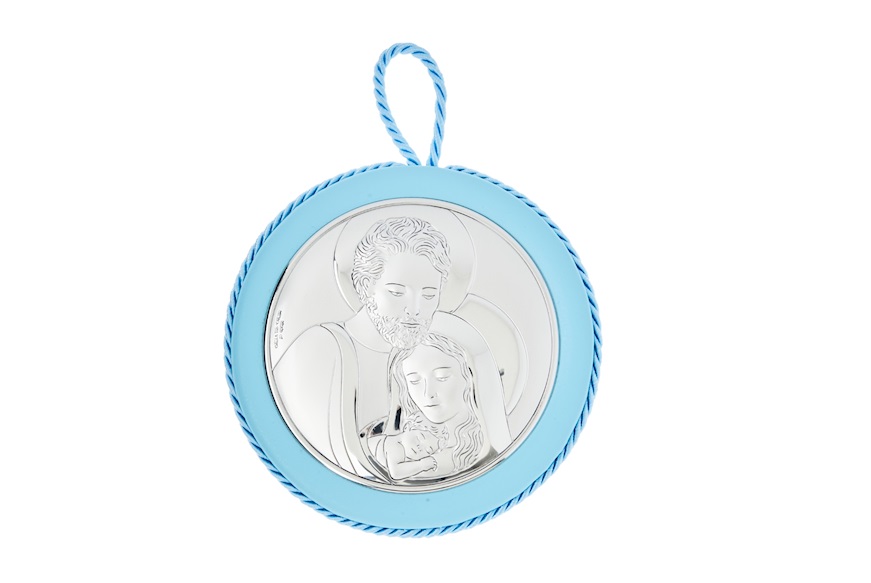 Music Box medallion Holy Family pvd Silver blue Selezione Zanolli
