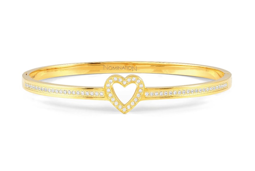 Bracelet Pretty Bangles steel golden heart with zircons Nomination