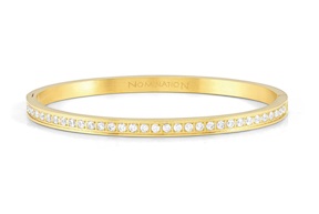 Bracciale Pretty Bangles acciaio dorato con zirconi bianchi