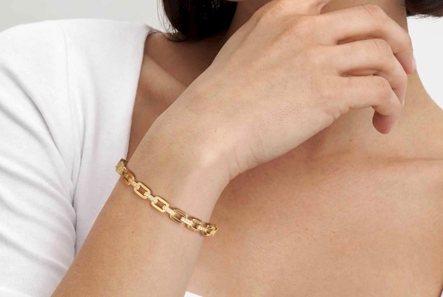 Bracelet Pretty Bangles steel golden chain with zircons Nomination