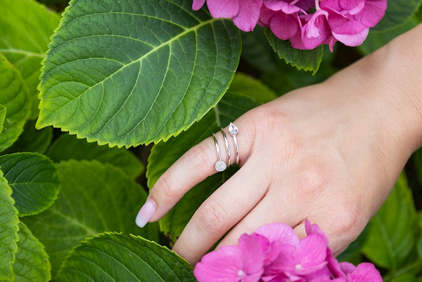 Ring Lucentissima silver round and teardrop zircons Nomination