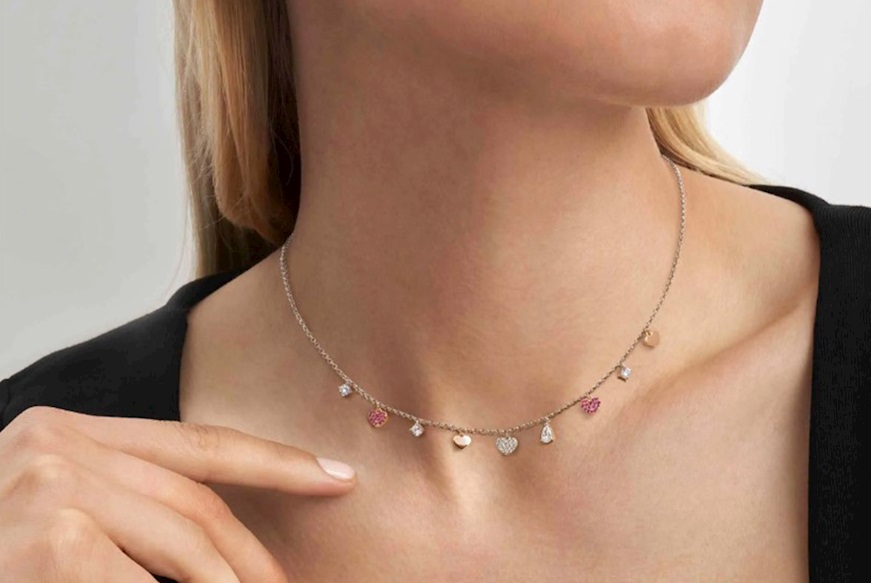 Collana Lucentissima argento con charms cuori e zirconi Nomination