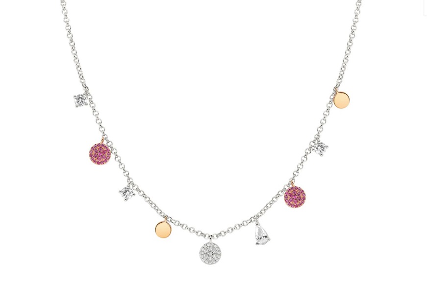 Necklace Lucentissima silver with round charms and zircons Nomination