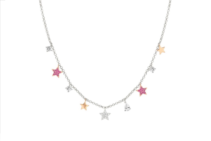 Necklace Lucentissima silver with star charms and zircons Nomination