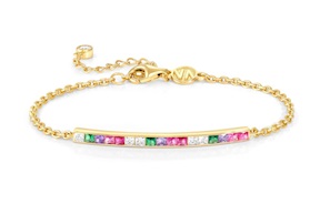 Bracciale Carismatica argento dorato con barretta centrale e zirconi multicolore Nomination