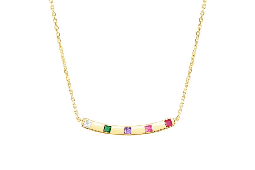 Necklace Carismatica silver golden with central bar and multicolored zircons Nomination