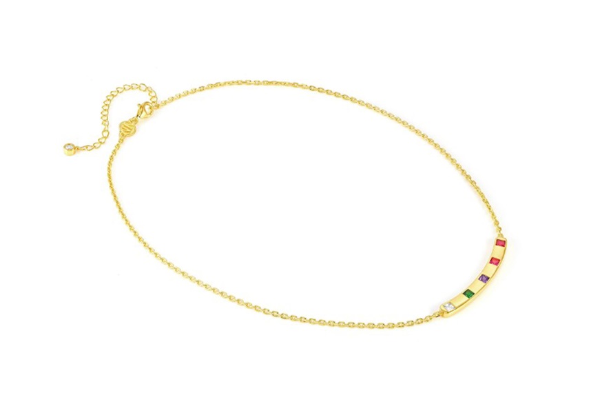 Necklace Carismatica silver golden with central bar and multicolored zircons Nomination