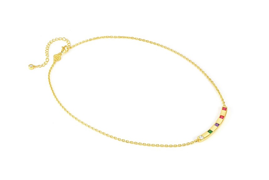 Collana Carismatica argento dorato con barretta centrale e zirconi multicolore Nomination