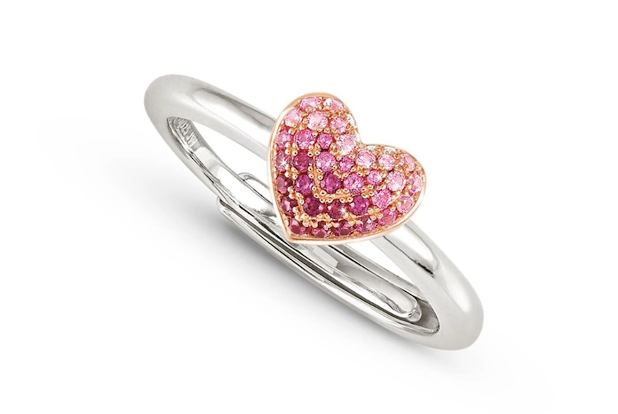 Ring Crysalis silver gold with pink zircon heart Nomination