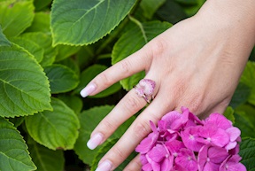 Ring Crysalis silver gold with pink zircon heart Nomination