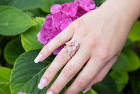 Ring Crysalis silver gold with pink zircon butterfly Nomination