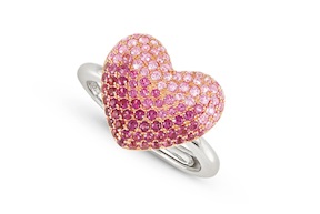 Ring Crysalis silver gold with pink zircon heart Nomination