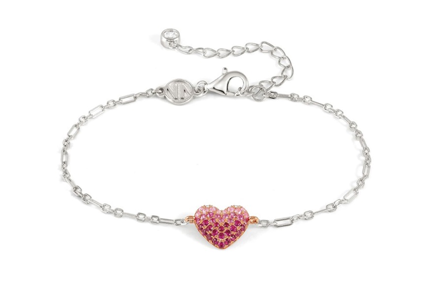 Bracelet Crysalis silver gold with pink zircon heart Nomination