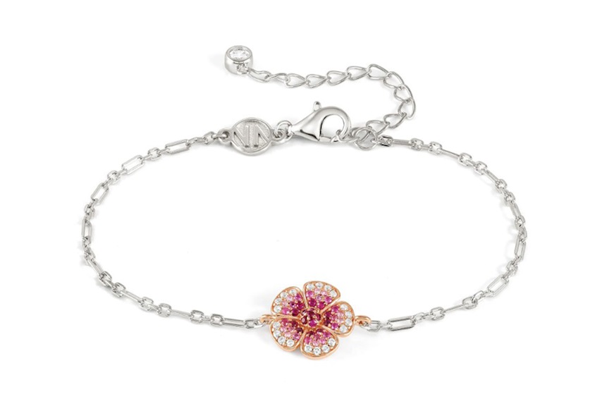 Bracelet Crysalis silver gold with pink zircon flower Nomination